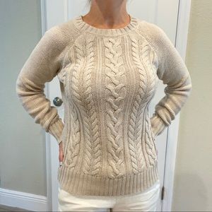 Classic crew neck cable knit sweater